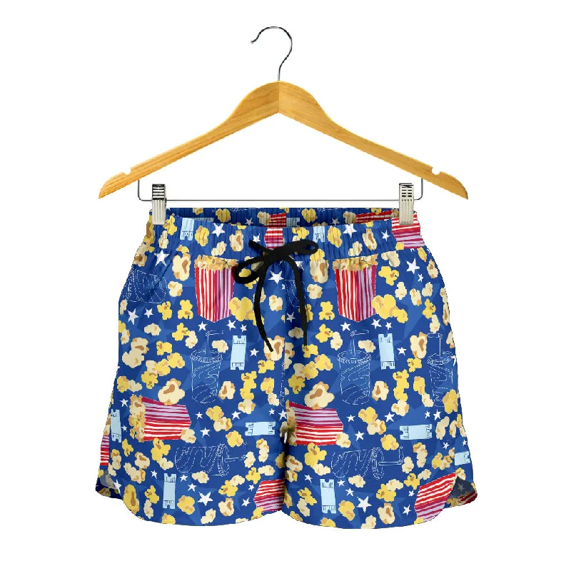 Popcorn Pattern Print Design 01 Women Shorts Stretchy Lounge Shorts