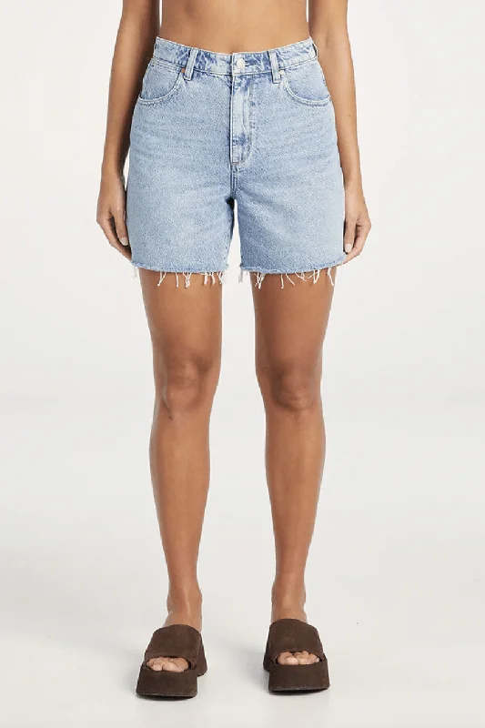 WRANGLER HIGH RISE A-LINE SHORT - UNDERGROUND BLUE Trendy Mom Shorts