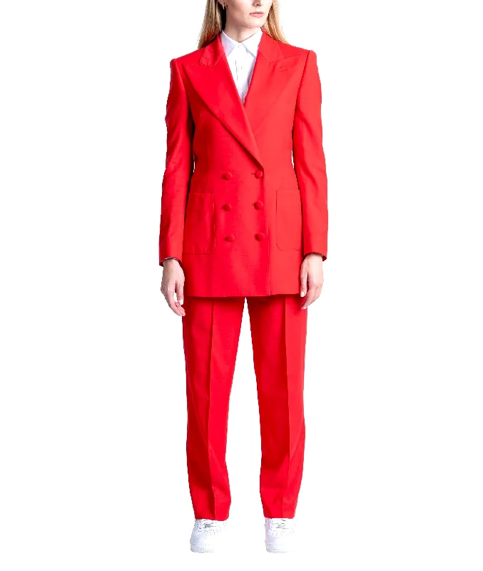 Alexander Ruby Red Double Breasted Suit Women's Denim Suit