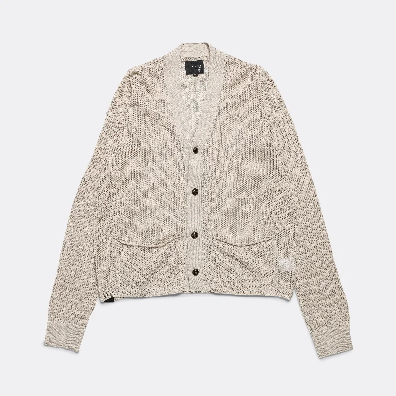 Mesh Knit Cardigan - Bone Chic Relaxed Fit