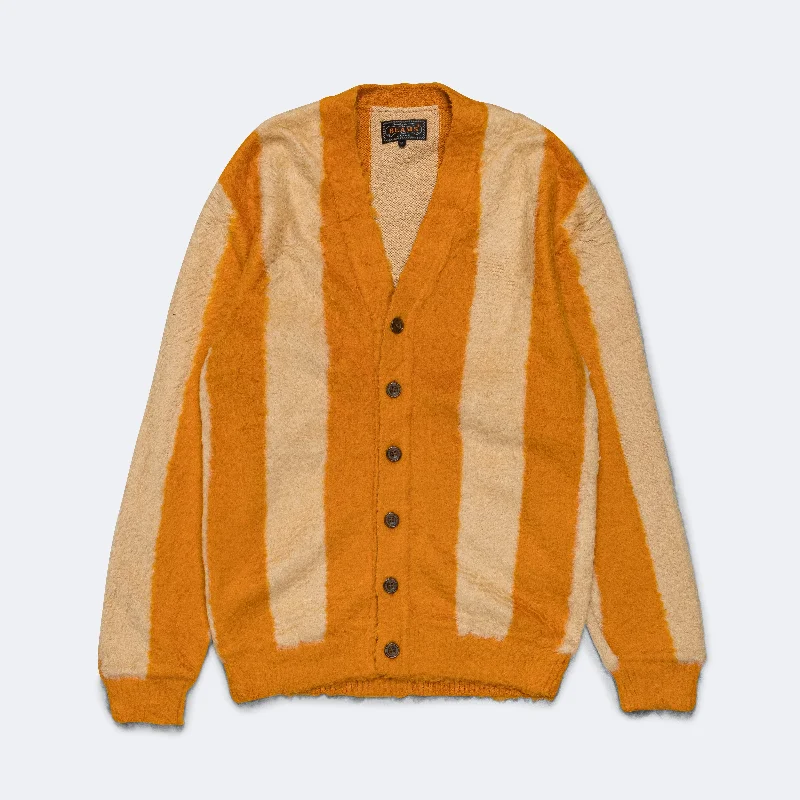 Cardigan Stripe Cotton Shaggy - Mustard Chic Wool Jumper