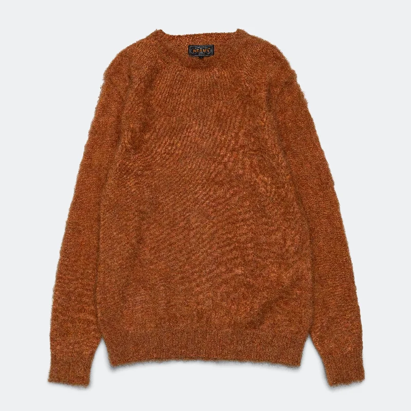 Crew Neck Stretch Mohair - Orange Warm Turtleneck Pullover