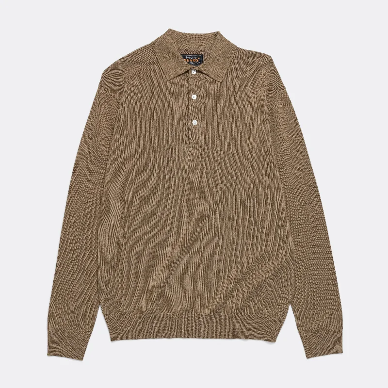 Knit Polo 12G - Mocha Minimalist Wool Sweater