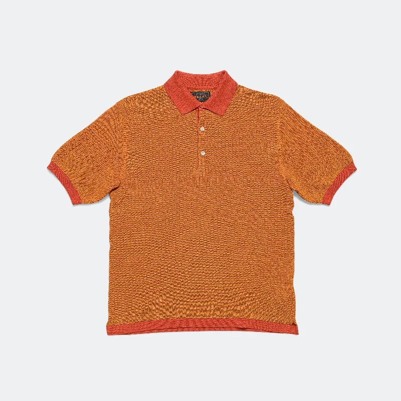 Knit Polo "WASHI" 2 Tone - Orange Classic Office Sweater