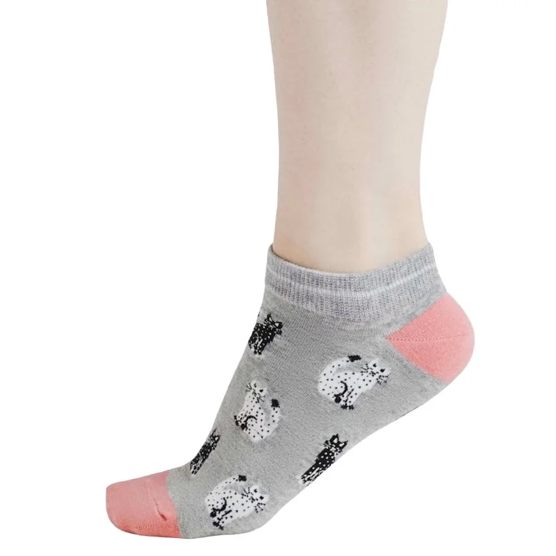 Celia Cat Bamboo Trainer Socks Grey Marle 4-7 Cropped Wool Sweater