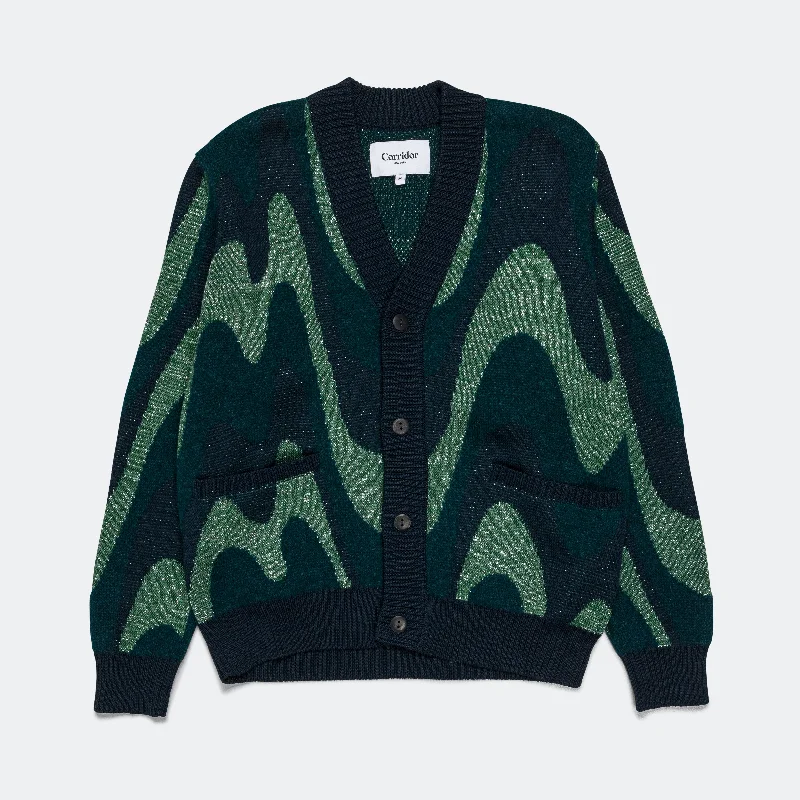 Shimmer Wave Cardigan - Green Classic Cashmere Blend