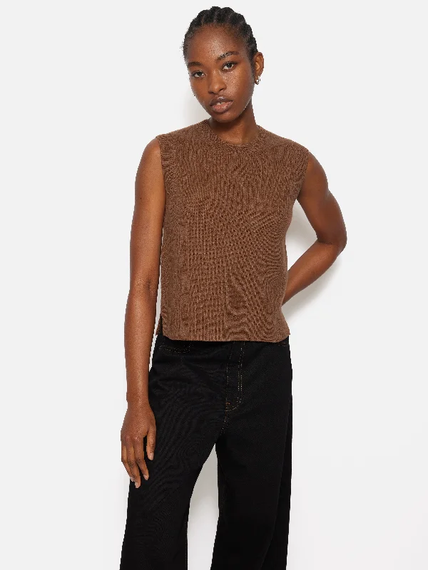 Cotton Blend Crew Tank | Toffee Casual Cozy Pullover