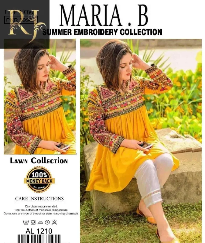 Stylish Yellow Women’s Embroidered Unstitched 3-Piece Lawn Suit By Maria.B Women's Unique Blazer