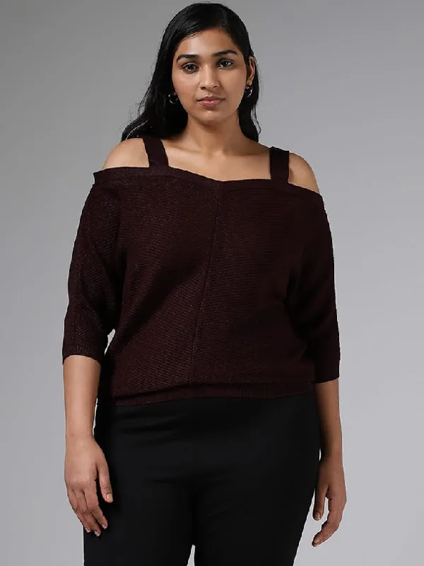 Gia Wine Knitted Off-Shoulder Top Milan Custom Blazer