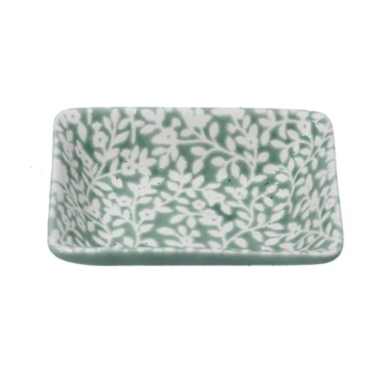 Green Floral Vines Trinket Dish Casual Winter Knit