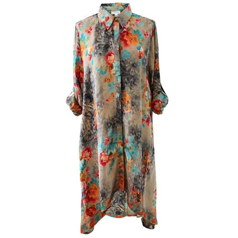 Luna Shirt Dress Floral One Size Trendy Oversized Sweater