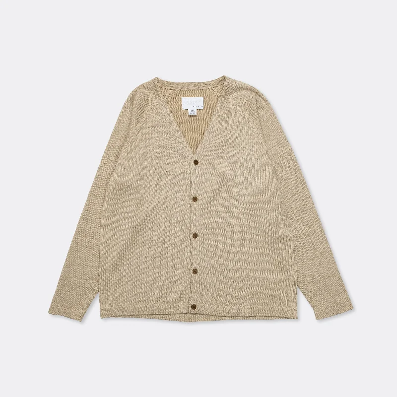 Cotton Cashmere Cardigan - Beige Basic Long Knit