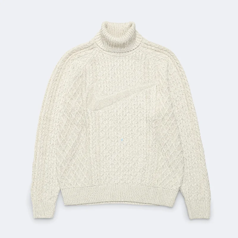 NikeLab Cable Knit Turtleneck Sweater - Light Bone Soft Woolen Pullover