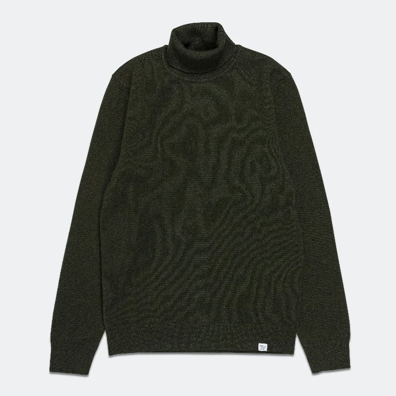 Kirk Merino Lambswool Turtleneck - Army Green Oversized Wool Sweater