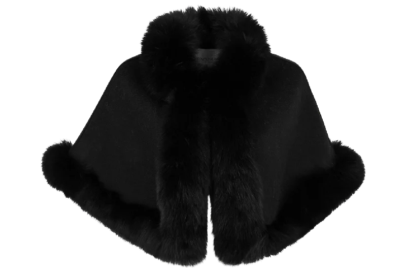 Pinto Ranch Cashmere & Fox Fur Stole - Black Women's Elegant Suit