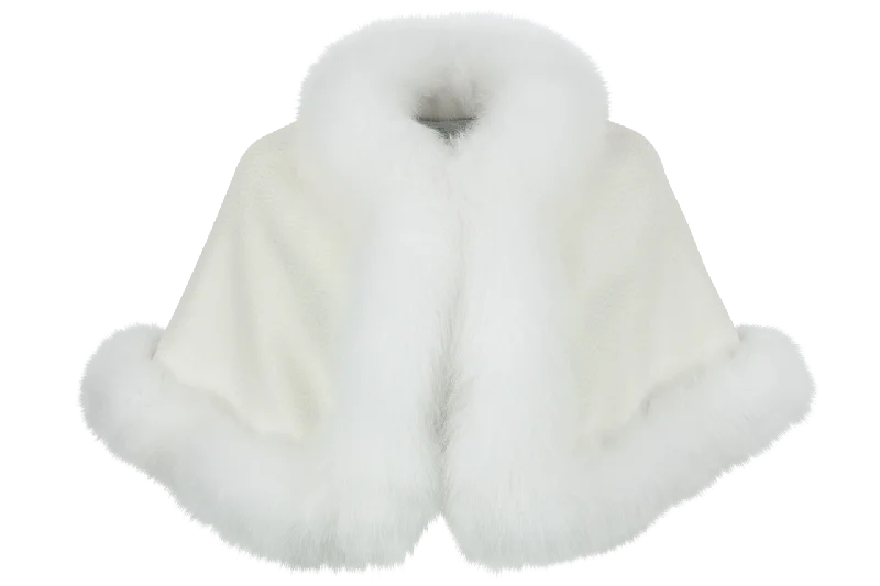 Pinto Ranch Cashmere & Fox Fur Stole - White Women's Trendy Jacket