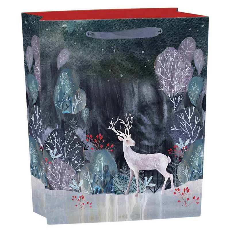 Silver Deer Stag Gift Bag Large Soft Turtleneck Jumper