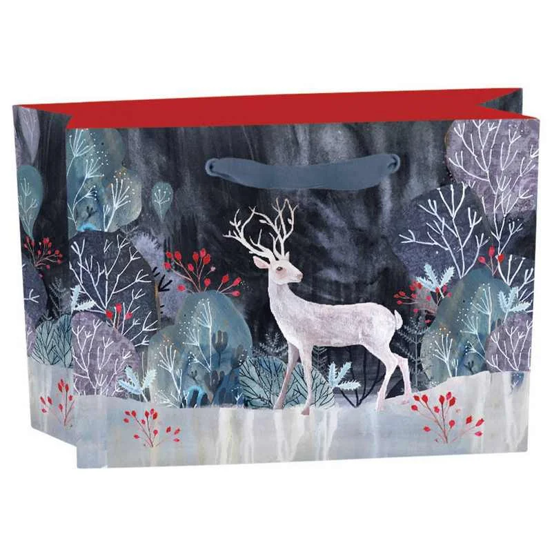 Silver Deer Stag Gift Bag Small Cozy Woolen Cardigan