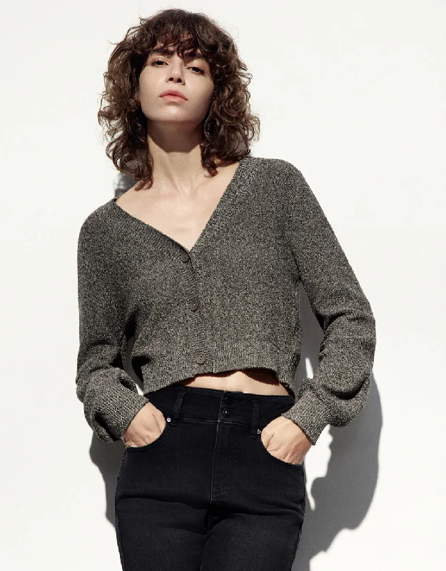 V-Neck Knitted Cardigan Stylish Office Knit