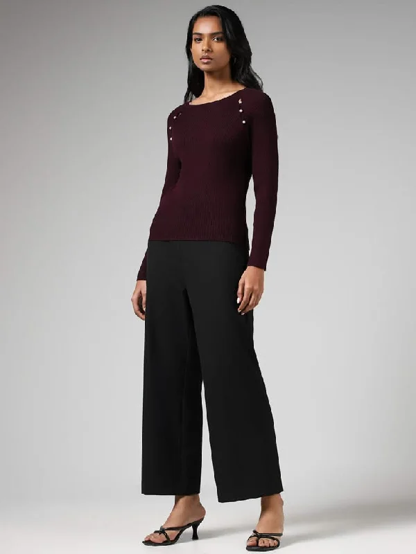 Wardrobe Purple Stone Accent Sweater Women's Elegant Suit