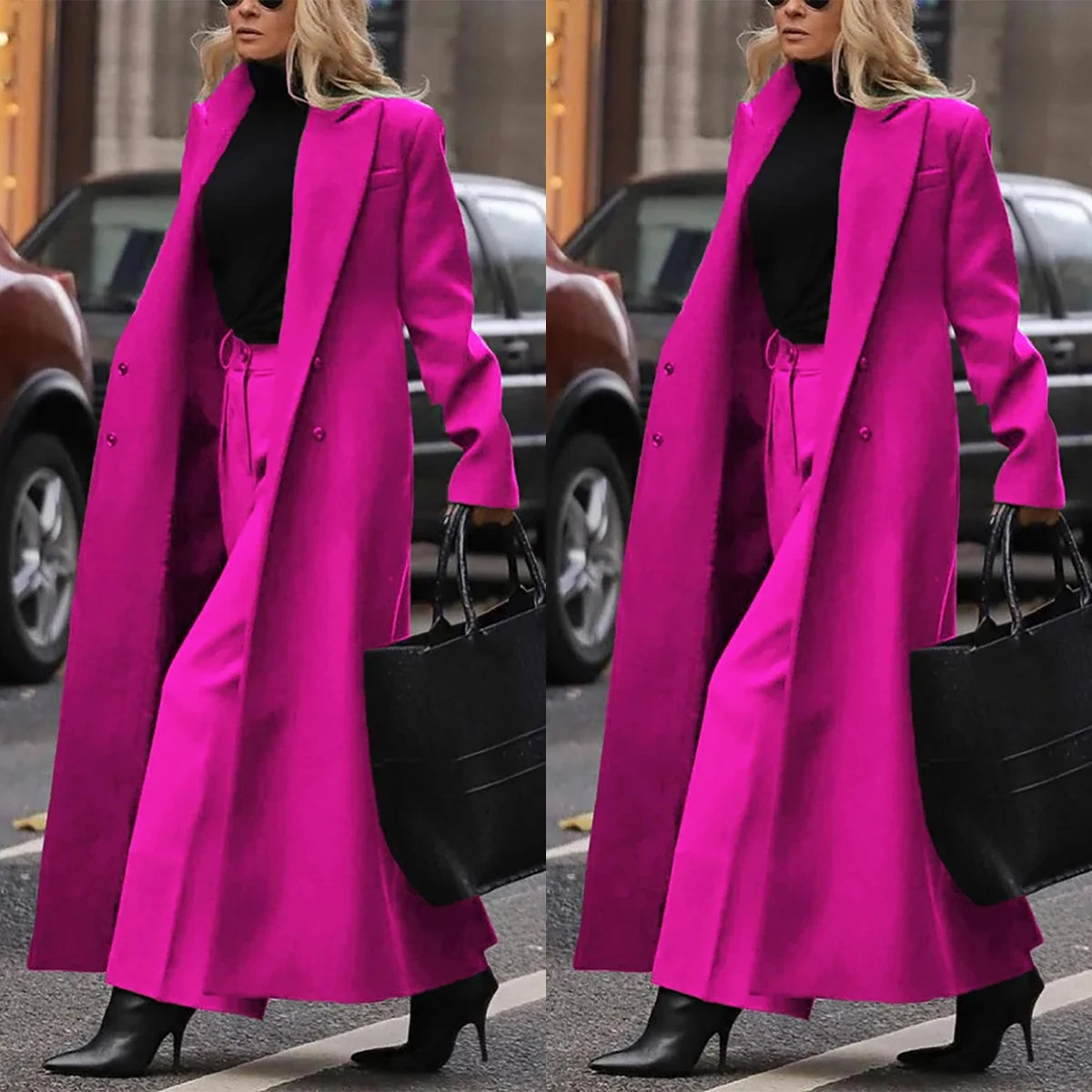 Winter Warm Women Pants Suits Long Sleeve High Waist Women Blazer 2 Piece Set Office Lady Streetwear Slimming Women's Blazer